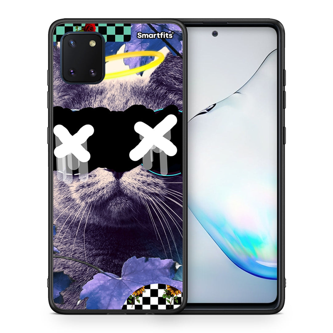 Θήκη Samsung Note 10 Lite Cat Collage από τη Smartfits με σχέδιο στο πίσω μέρος και μαύρο περίβλημα | Samsung Note 10 Lite Cat Collage case with colorful back and black bezels