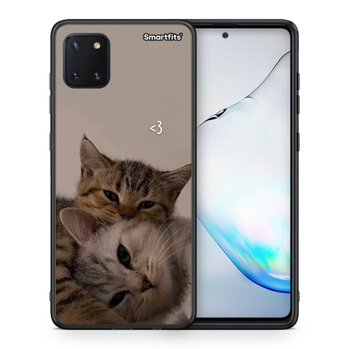 Θήκη Samsung Note 10 Lite Cats In Love από τη Smartfits με σχέδιο στο πίσω μέρος και μαύρο περίβλημα | Samsung Note 10 Lite Cats In Love case with colorful back and black bezels