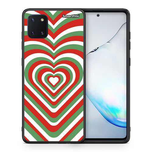 Θήκη Samsung Note 10 Lite Christmas Hearts από τη Smartfits με σχέδιο στο πίσω μέρος και μαύρο περίβλημα | Samsung Note 10 Lite Christmas Hearts case with colorful back and black bezels