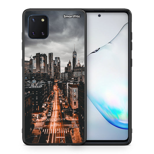 Θήκη Samsung Note 10 Lite City Lights από τη Smartfits με σχέδιο στο πίσω μέρος και μαύρο περίβλημα | Samsung Note 10 Lite City Lights case with colorful back and black bezels