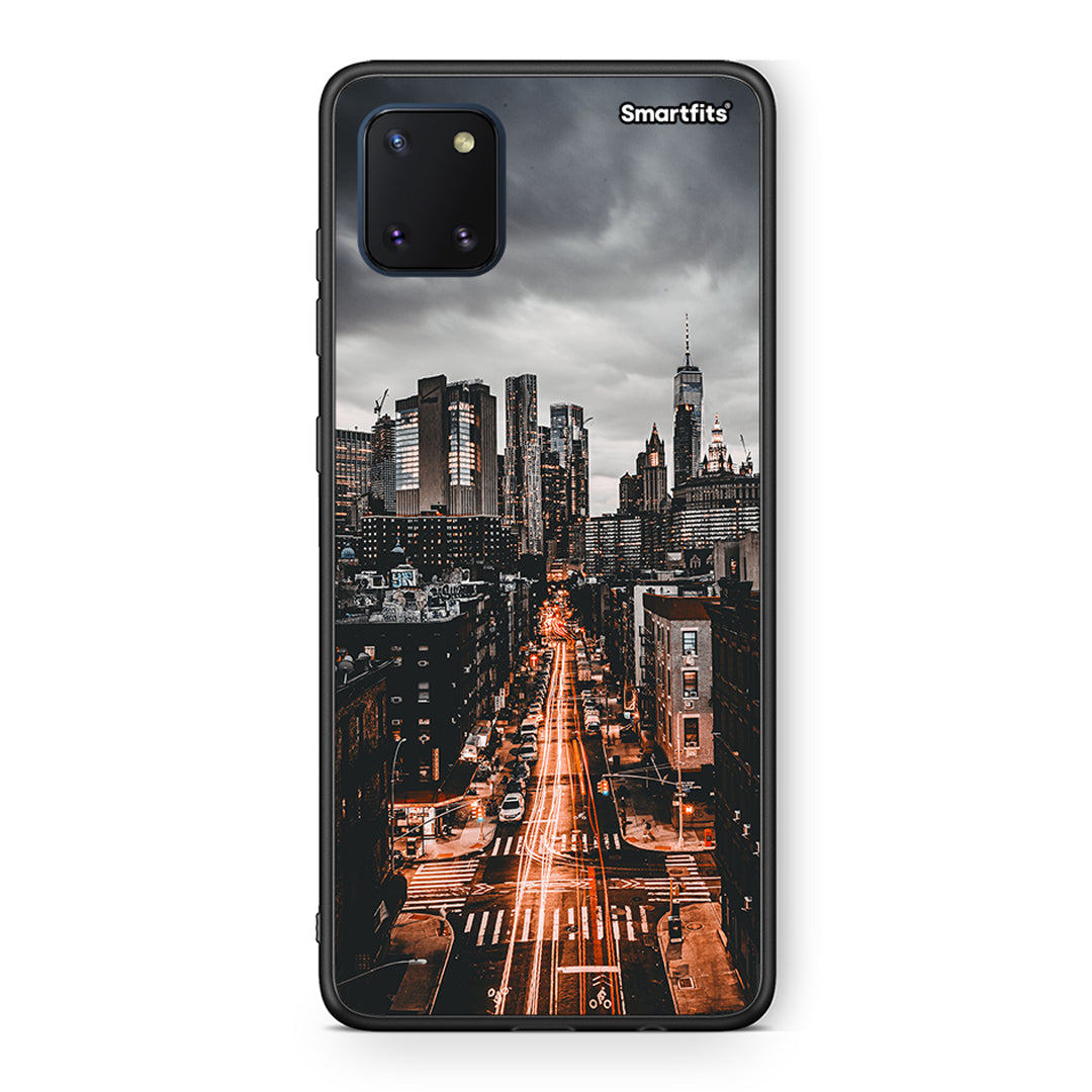 Samsung Note 10 Lite City Lights θήκη από τη Smartfits με σχέδιο στο πίσω μέρος και μαύρο περίβλημα | Smartphone case with colorful back and black bezels by Smartfits