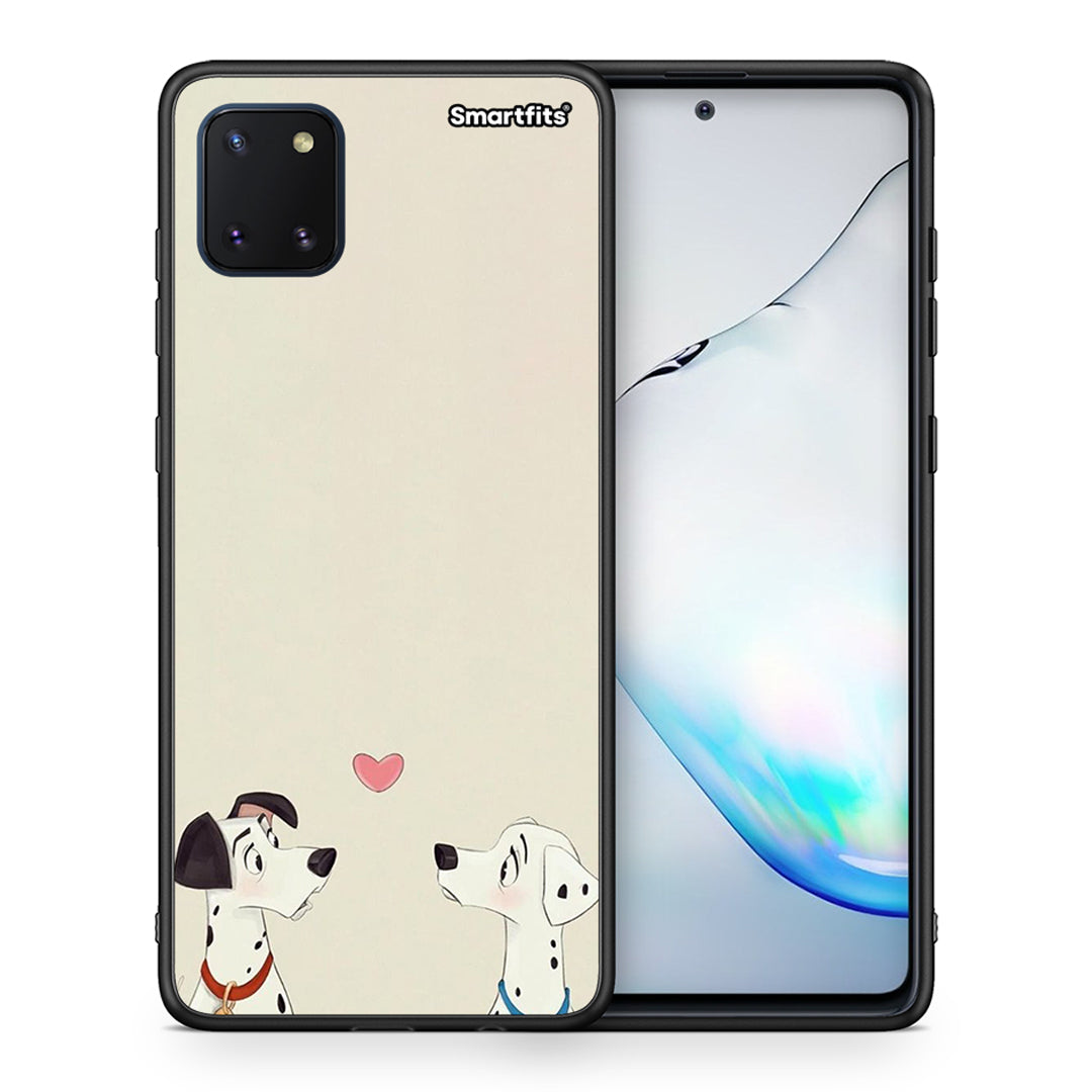 Θήκη Samsung Note 10 Lite Dalmatians Love από τη Smartfits με σχέδιο στο πίσω μέρος και μαύρο περίβλημα | Samsung Note 10 Lite Dalmatians Love case with colorful back and black bezels
