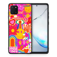 Thumbnail for Θήκη Samsung Note 10 Lite Hippie Love από τη Smartfits με σχέδιο στο πίσω μέρος και μαύρο περίβλημα | Samsung Note 10 Lite Hippie Love case with colorful back and black bezels