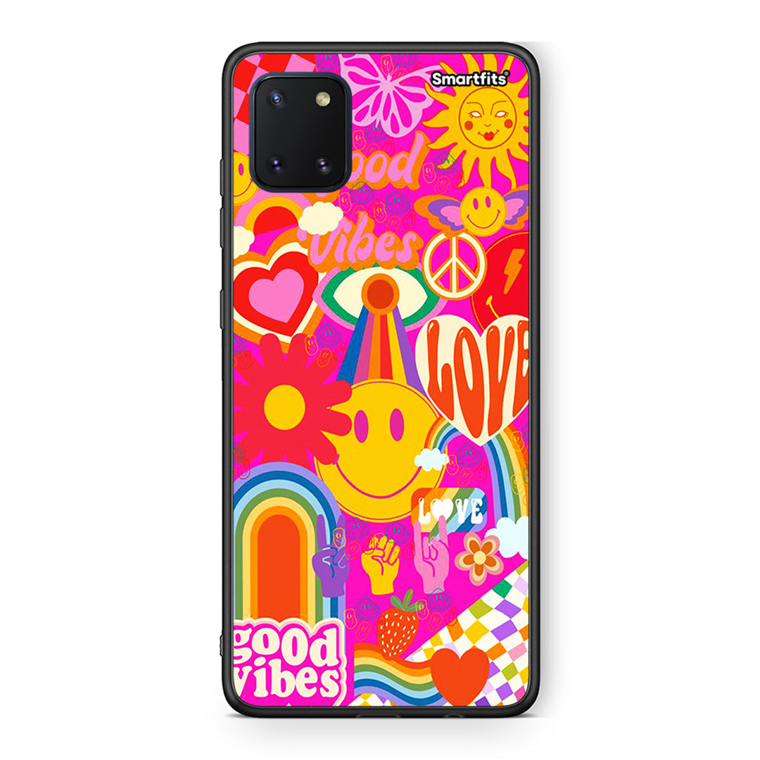 Samsung Note 10 Lite Hippie Love θήκη από τη Smartfits με σχέδιο στο πίσω μέρος και μαύρο περίβλημα | Smartphone case with colorful back and black bezels by Smartfits
