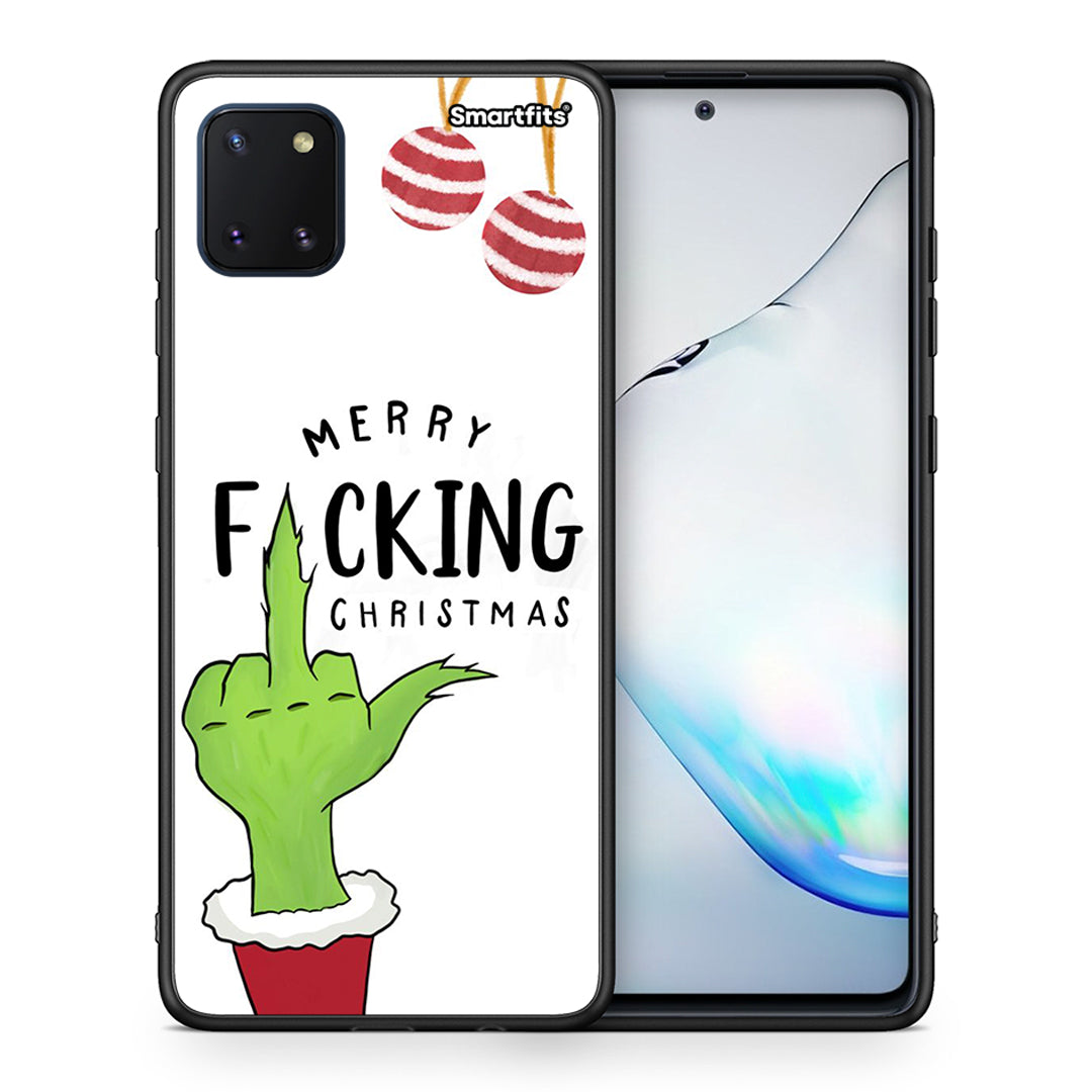 Θήκη Samsung Note 10 Lite Merry F Xmas από τη Smartfits με σχέδιο στο πίσω μέρος και μαύρο περίβλημα | Samsung Note 10 Lite Merry F Xmas case with colorful back and black bezels