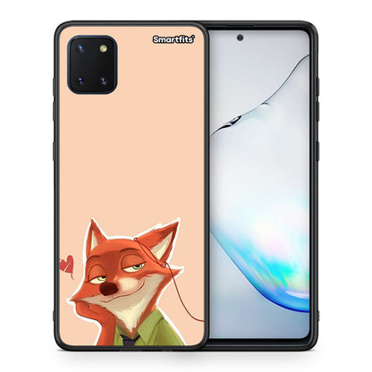 Θήκη Samsung Note 10 Lite Nick Wilde And Judy Hopps Love 1 από τη Smartfits με σχέδιο στο πίσω μέρος και μαύρο περίβλημα | Samsung Note 10 Lite Nick Wilde And Judy Hopps Love 1 case with colorful back and black bezels