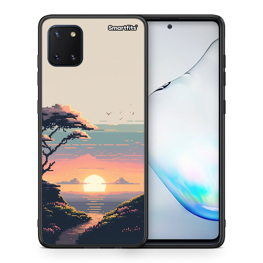 Θήκη Samsung Note 10 Lite Pixel Sunset από τη Smartfits με σχέδιο στο πίσω μέρος και μαύρο περίβλημα | Samsung Note 10 Lite Pixel Sunset case with colorful back and black bezels