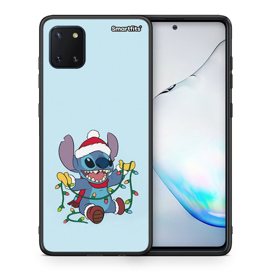 Θήκη Samsung Note 10 Lite Santa Stich από τη Smartfits με σχέδιο στο πίσω μέρος και μαύρο περίβλημα | Samsung Note 10 Lite Santa Stich case with colorful back and black bezels