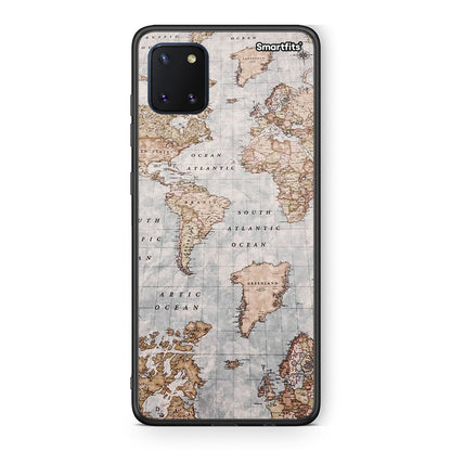 Samsung Note 10 Lite World Map Θήκη από τη Smartfits με σχέδιο στο πίσω μέρος και μαύρο περίβλημα | Smartphone case with colorful back and black bezels by Smartfits