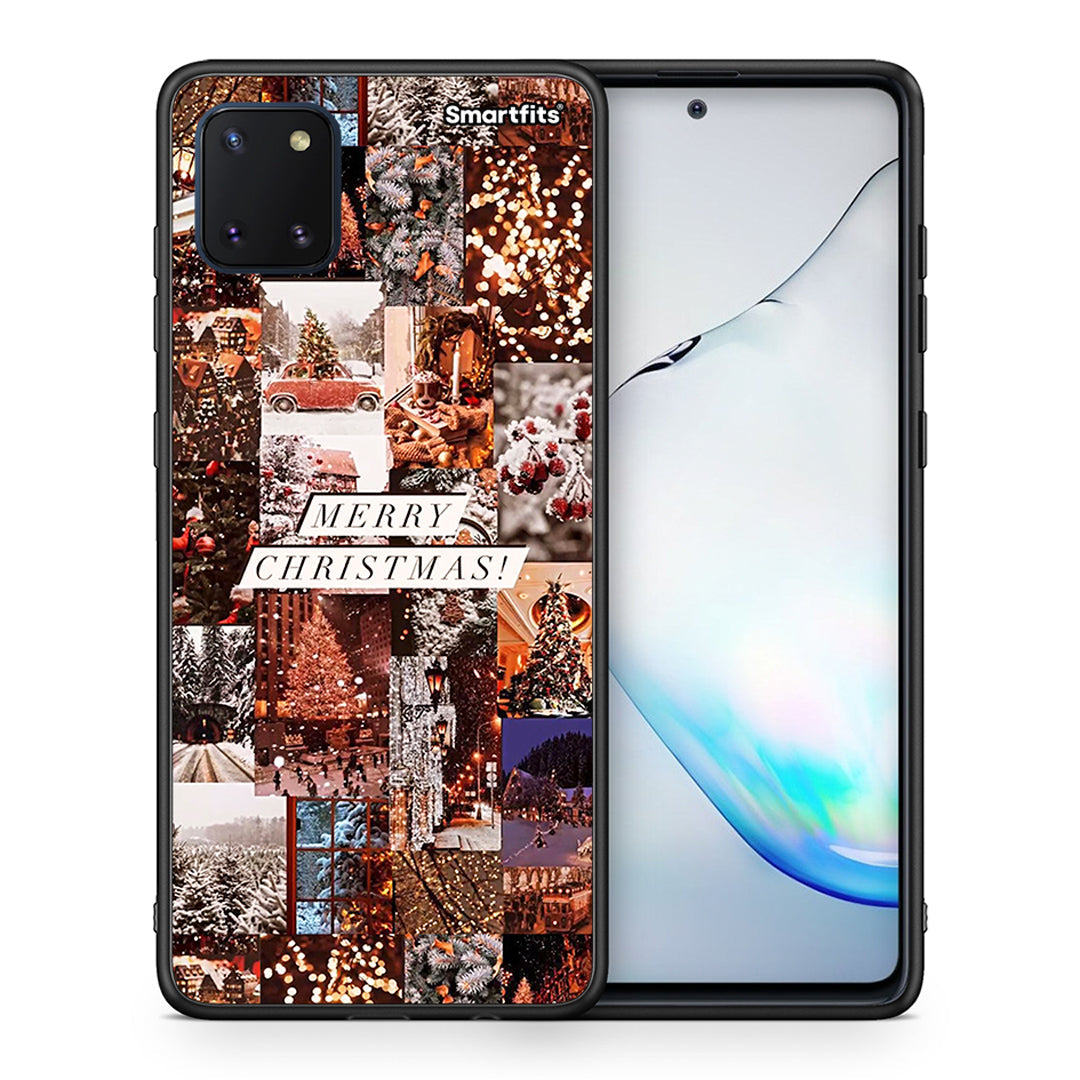 Θήκη Samsung Note 10 Lite Xmas Collage από τη Smartfits με σχέδιο στο πίσω μέρος και μαύρο περίβλημα | Samsung Note 10 Lite Xmas Collage case with colorful back and black bezels