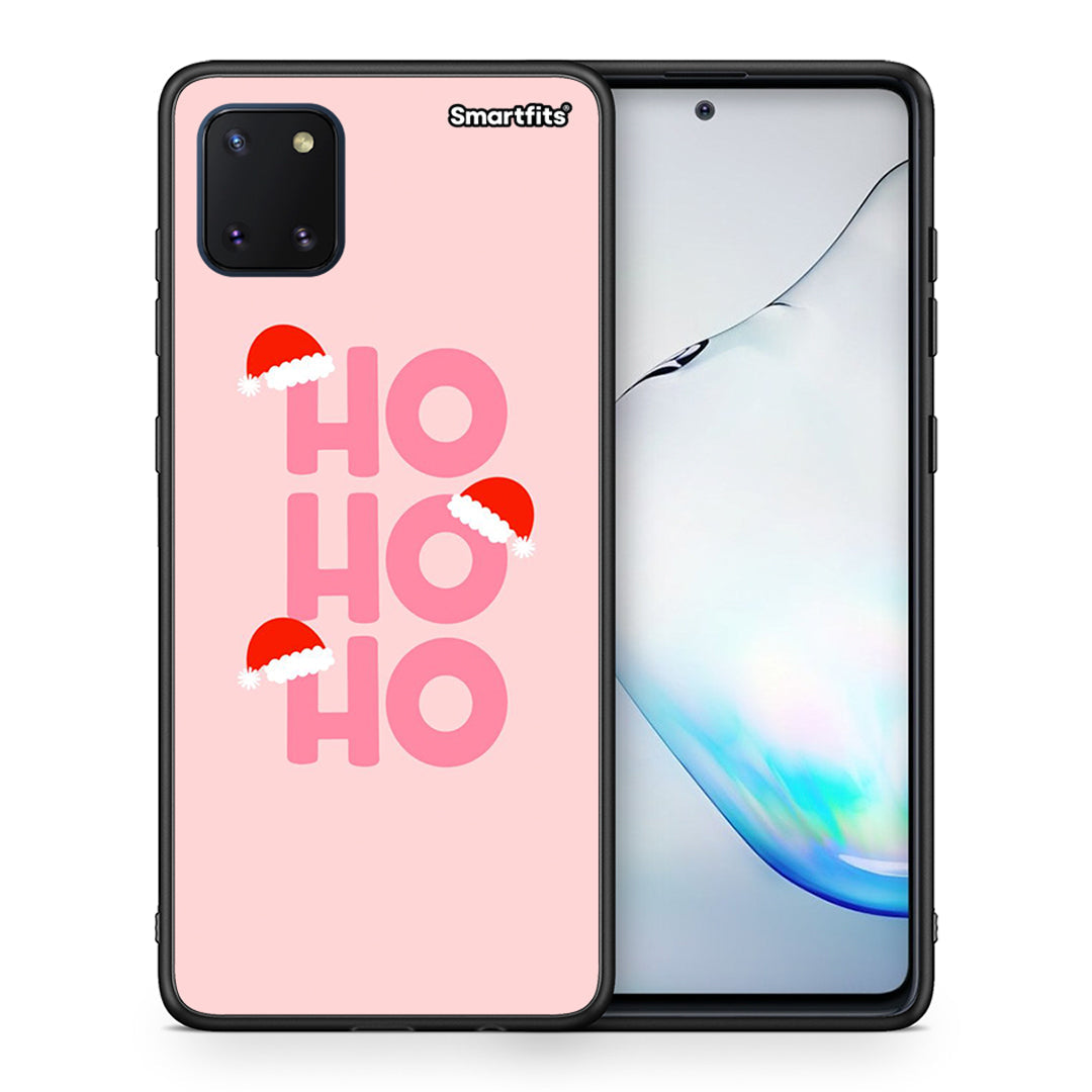 Θήκη Samsung Note 10 Lite Xmas Ho Ho Ho από τη Smartfits με σχέδιο στο πίσω μέρος και μαύρο περίβλημα | Samsung Note 10 Lite Xmas Ho Ho Ho case with colorful back and black bezels