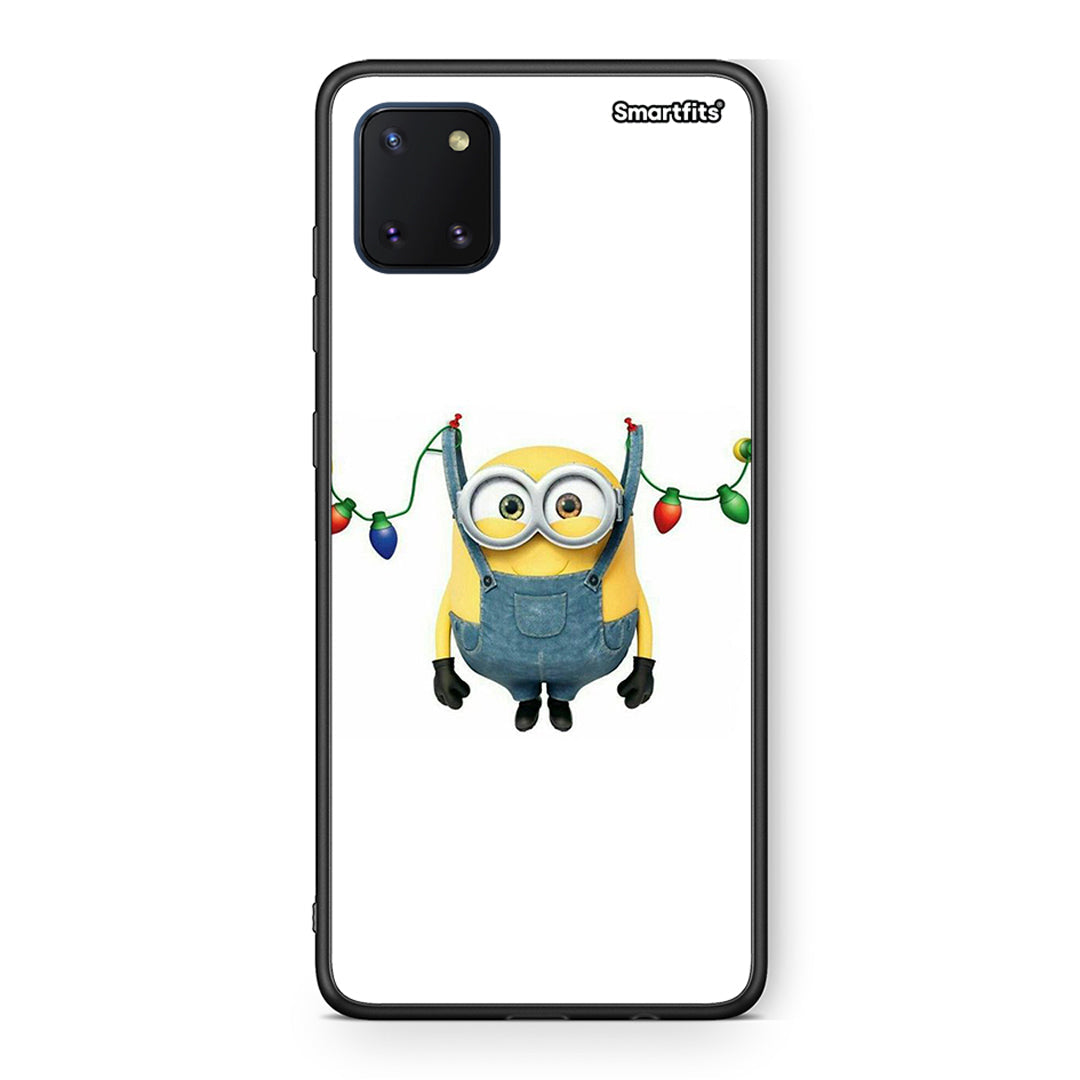 Samsung Note 10 Lite Xmas Minion Lights θήκη από τη Smartfits με σχέδιο στο πίσω μέρος και μαύρο περίβλημα | Smartphone case with colorful back and black bezels by Smartfits