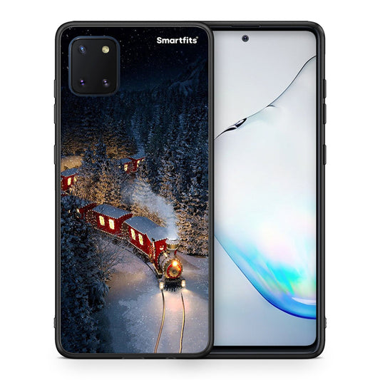 Θήκη Samsung Note 10 Lite Xmas Train από τη Smartfits με σχέδιο στο πίσω μέρος και μαύρο περίβλημα | Samsung Note 10 Lite Xmas Train case with colorful back and black bezels