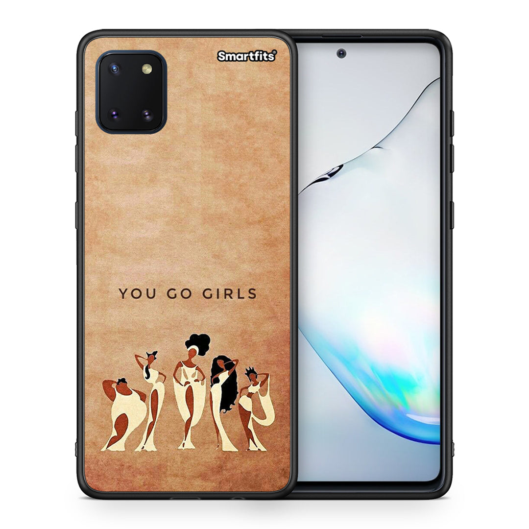 Θήκη Samsung Note 10 Lite You Go Girl από τη Smartfits με σχέδιο στο πίσω μέρος και μαύρο περίβλημα | Samsung Note 10 Lite You Go Girl case with colorful back and black bezels