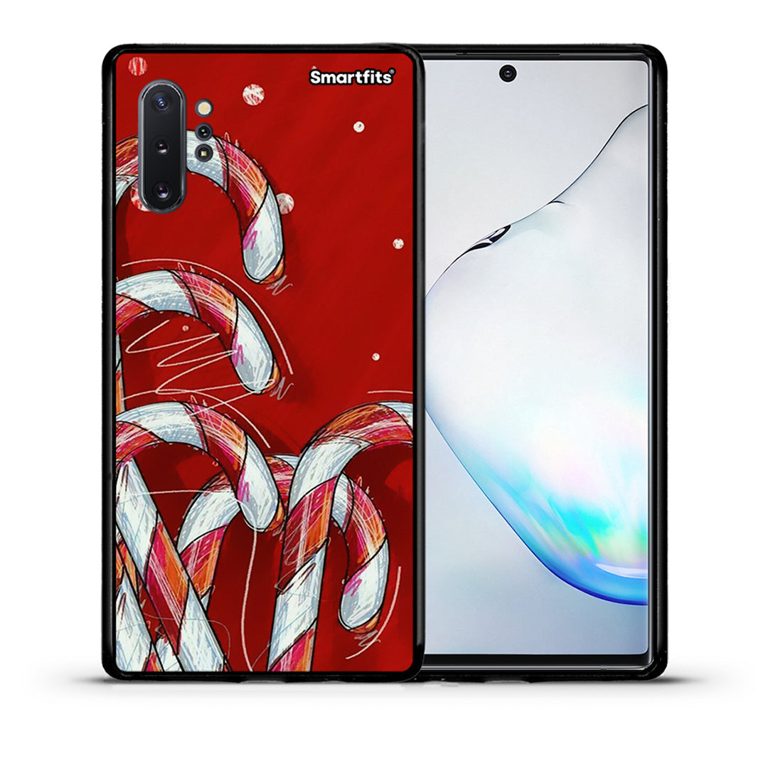 Θήκη Samsung Note 10+ Candy Cane από τη Smartfits με σχέδιο στο πίσω μέρος και μαύρο περίβλημα | Samsung Note 10+ Candy Cane case with colorful back and black bezels