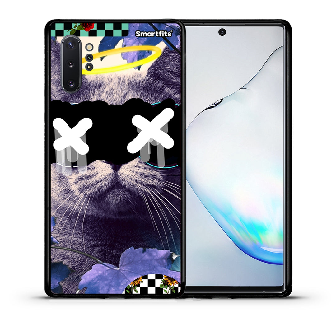 Θήκη Samsung Note 10+ Cat Collage από τη Smartfits με σχέδιο στο πίσω μέρος και μαύρο περίβλημα | Samsung Note 10+ Cat Collage case with colorful back and black bezels