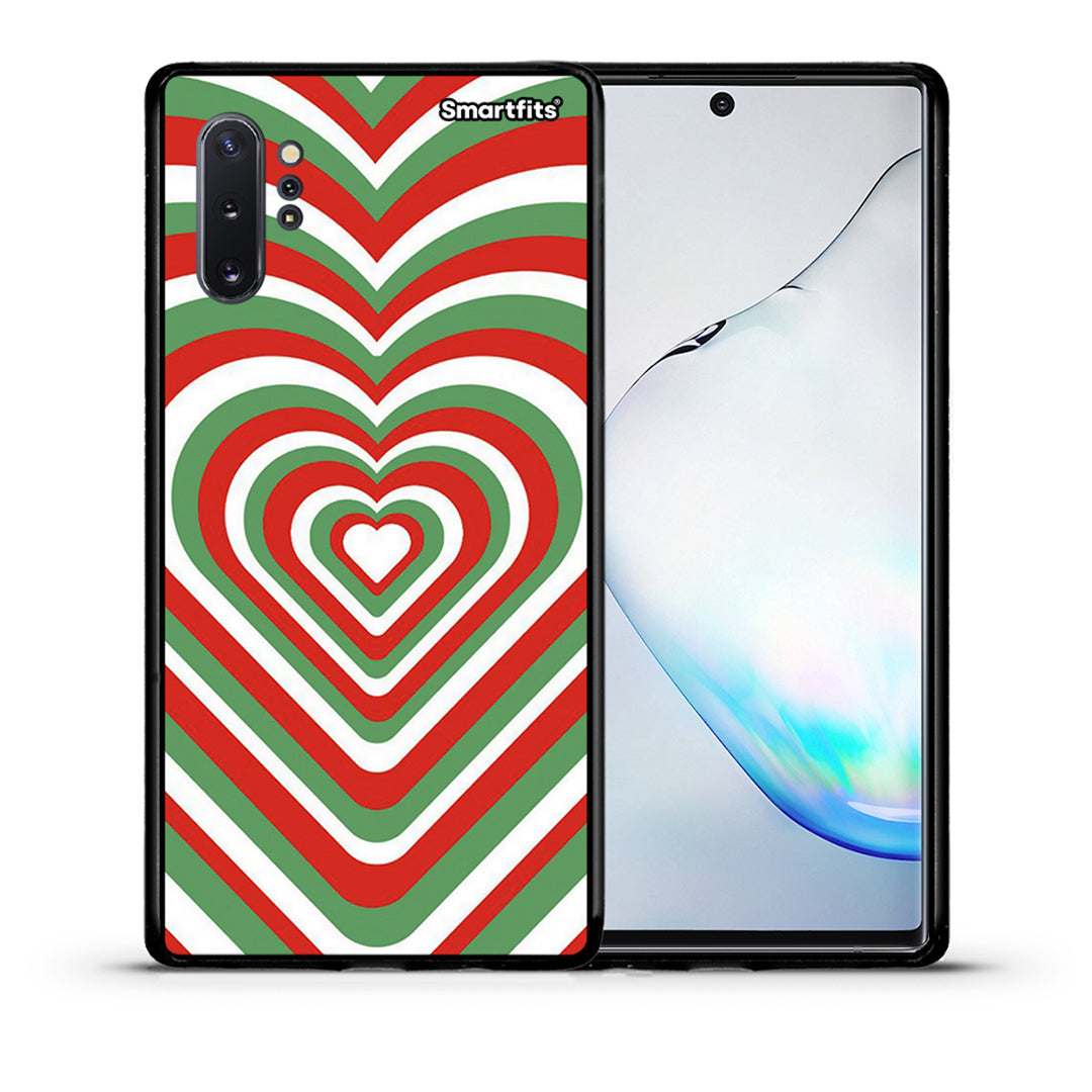 Θήκη Samsung Note 10+ Christmas Hearts από τη Smartfits με σχέδιο στο πίσω μέρος και μαύρο περίβλημα | Samsung Note 10+ Christmas Hearts case with colorful back and black bezels