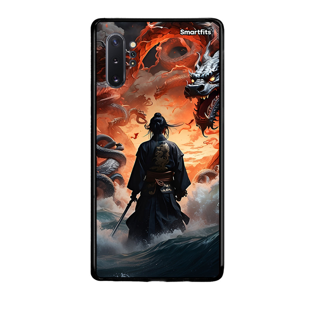 Samsung Note 10+ Dragons Fight θήκη από τη Smartfits με σχέδιο στο πίσω μέρος και μαύρο περίβλημα | Smartphone case with colorful back and black bezels by Smartfits