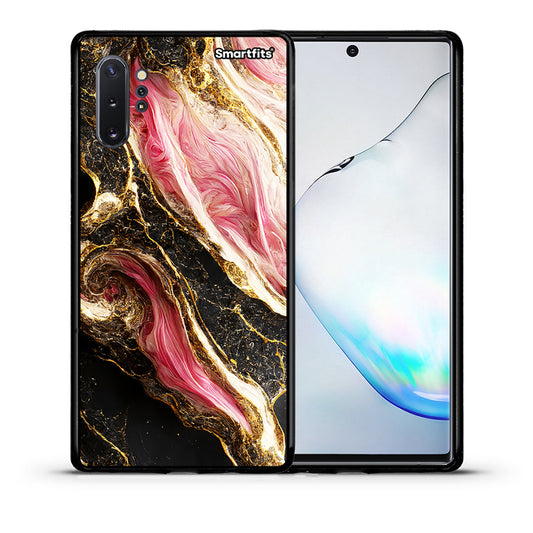 Θήκη Samsung Note 10+ Glamorous Pink Marble από τη Smartfits με σχέδιο στο πίσω μέρος και μαύρο περίβλημα | Samsung Note 10+ Glamorous Pink Marble case with colorful back and black bezels