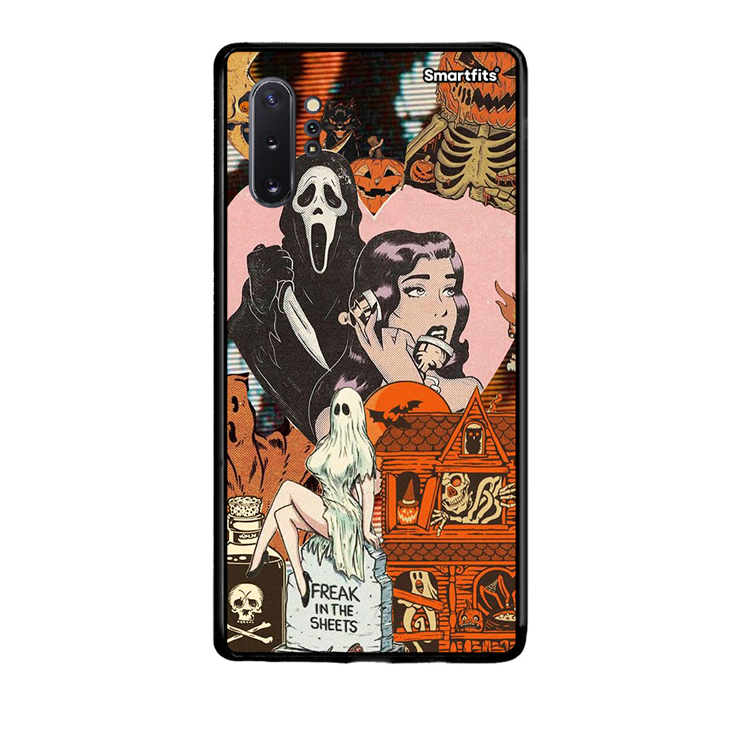 Samsung Note 10+ Halloween Collage Θήκη από τη Smartfits με σχέδιο στο πίσω μέρος και μαύρο περίβλημα | Smartphone case with colorful back and black bezels by Smartfits