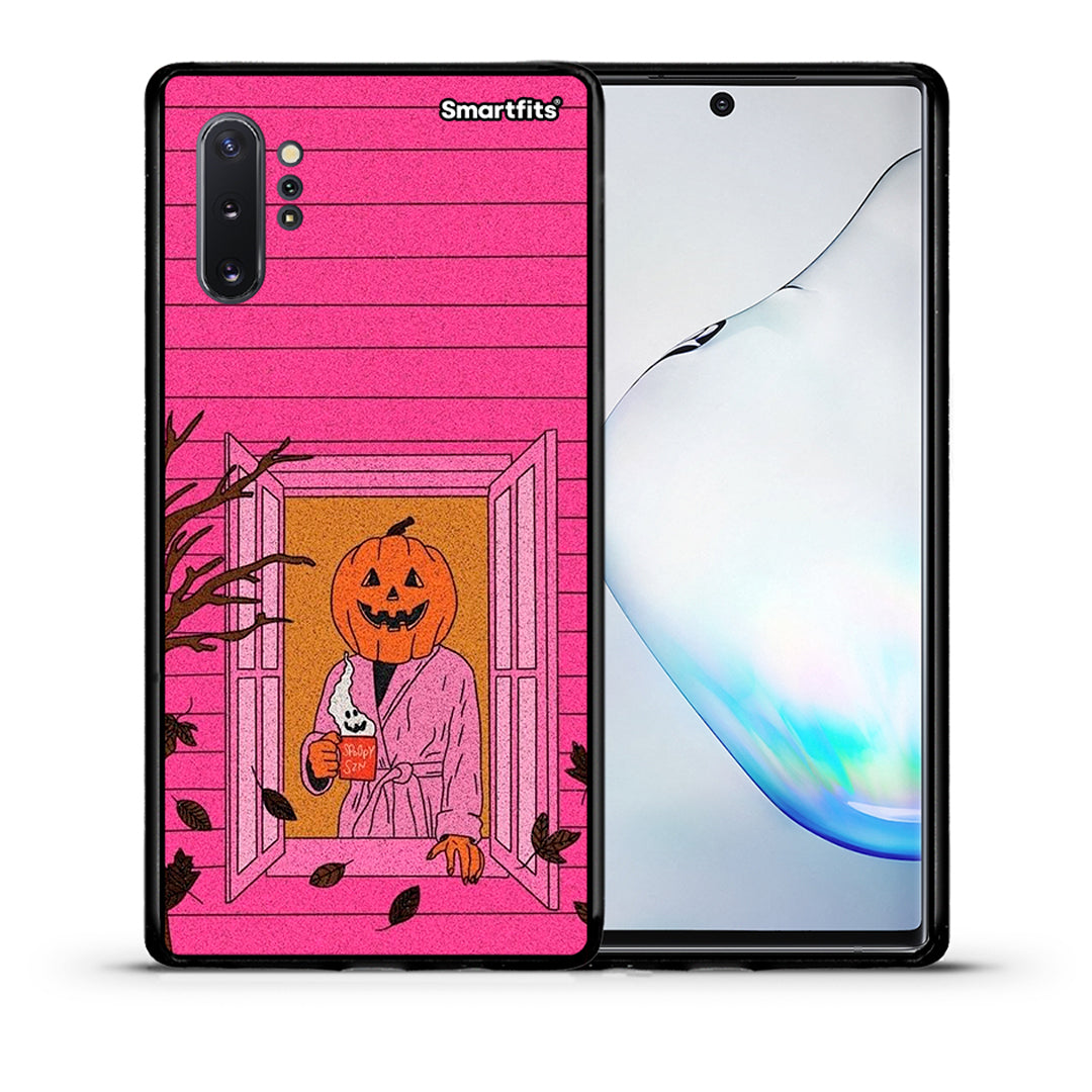 Θήκη Samsung Note 10+ Halloween Pumpkin Lady από τη Smartfits με σχέδιο στο πίσω μέρος και μαύρο περίβλημα | Samsung Note 10+ Halloween Pumpkin Lady case with colorful back and black bezels