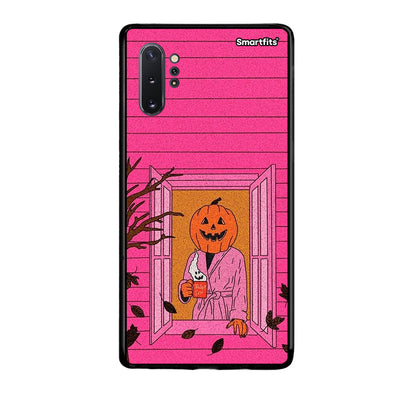 Samsung Note 10+ Halloween Pumpkin Lady Θήκη από τη Smartfits με σχέδιο στο πίσω μέρος και μαύρο περίβλημα | Smartphone case with colorful back and black bezels by Smartfits