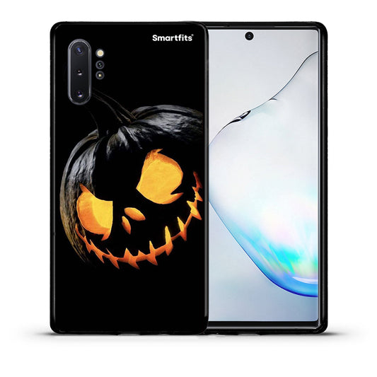 Θήκη Samsung Note 10+ Halloween Scary Pumpkin από τη Smartfits με σχέδιο στο πίσω μέρος και μαύρο περίβλημα | Samsung Note 10+ Halloween Scary Pumpkin case with colorful back and black bezels