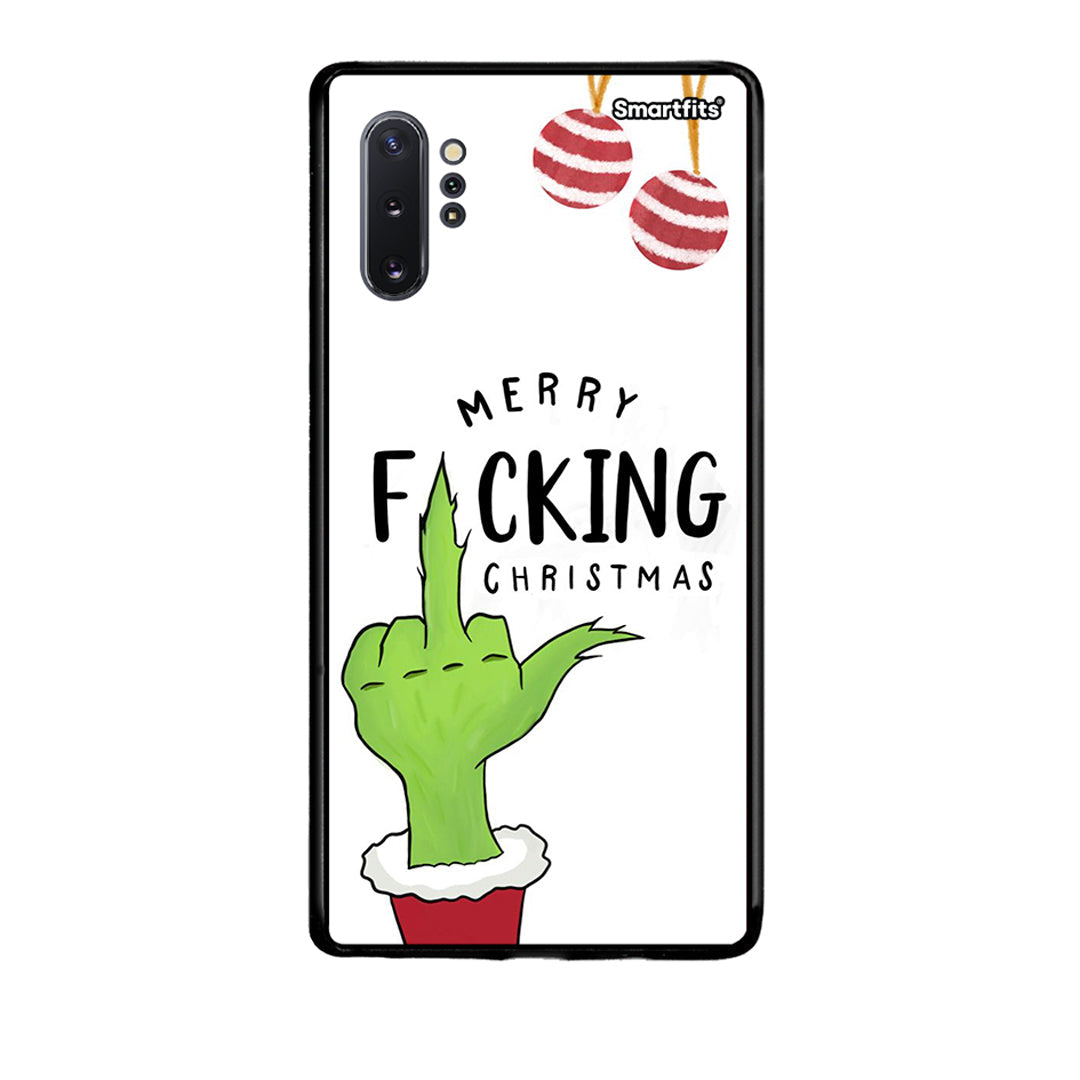 Samsung Note 10+ Merry F Xmas θήκη από τη Smartfits με σχέδιο στο πίσω μέρος και μαύρο περίβλημα | Smartphone case with colorful back and black bezels by Smartfits