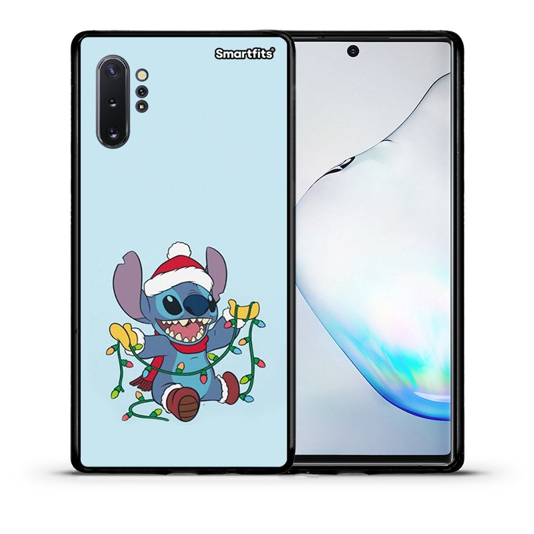 Θήκη Samsung Note 10+ Santa Stich από τη Smartfits με σχέδιο στο πίσω μέρος και μαύρο περίβλημα | Samsung Note 10+ Santa Stich case with colorful back and black bezels