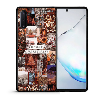 Θήκη Samsung Note 10 Xmas Collage από τη Smartfits με σχέδιο στο πίσω μέρος και μαύρο περίβλημα | Samsung Note 10 Xmas Collage case with colorful back and black bezels