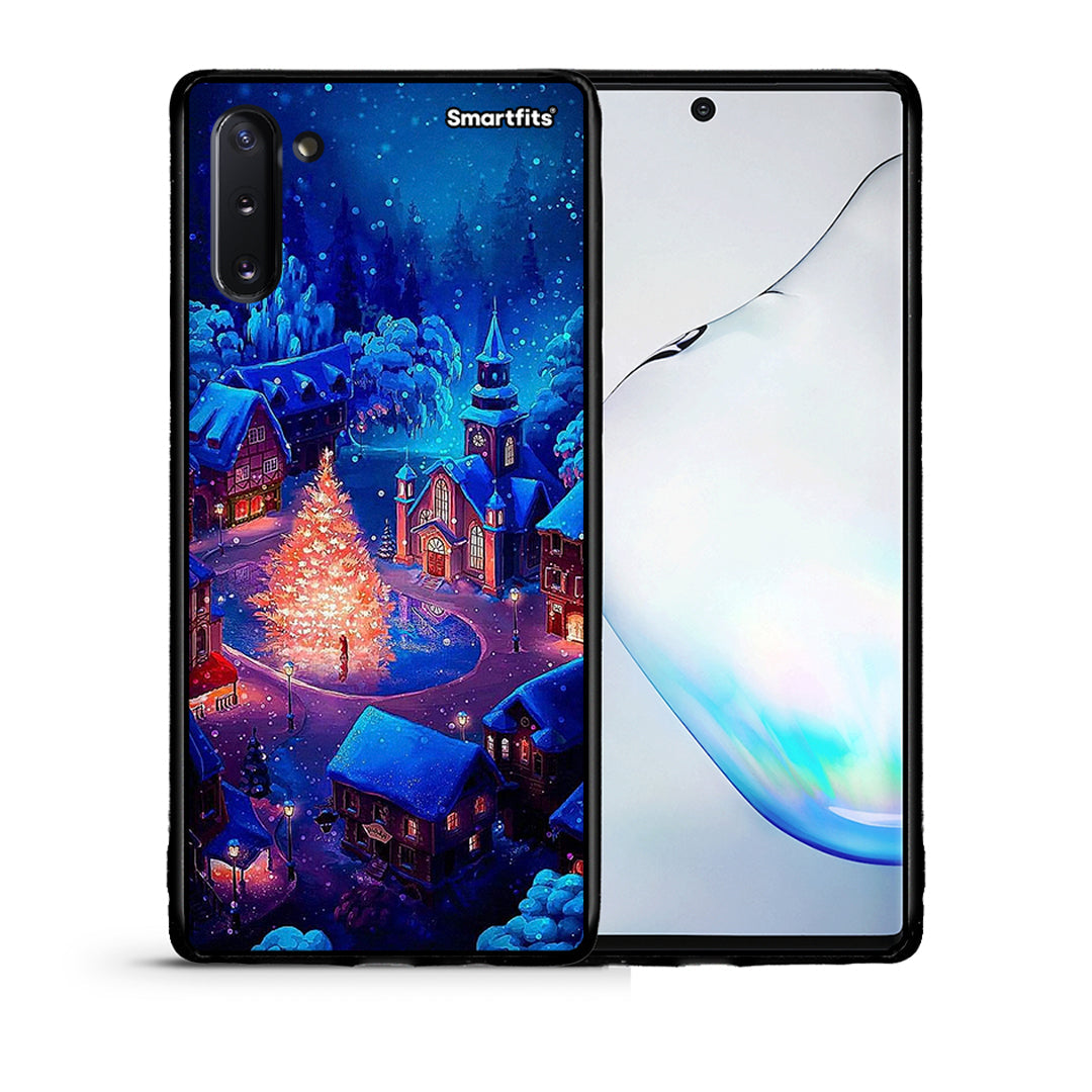 Θήκη Samsung Note 10 Xmas Village από τη Smartfits με σχέδιο στο πίσω μέρος και μαύρο περίβλημα | Samsung Note 10 Xmas Village case with colorful back and black bezels