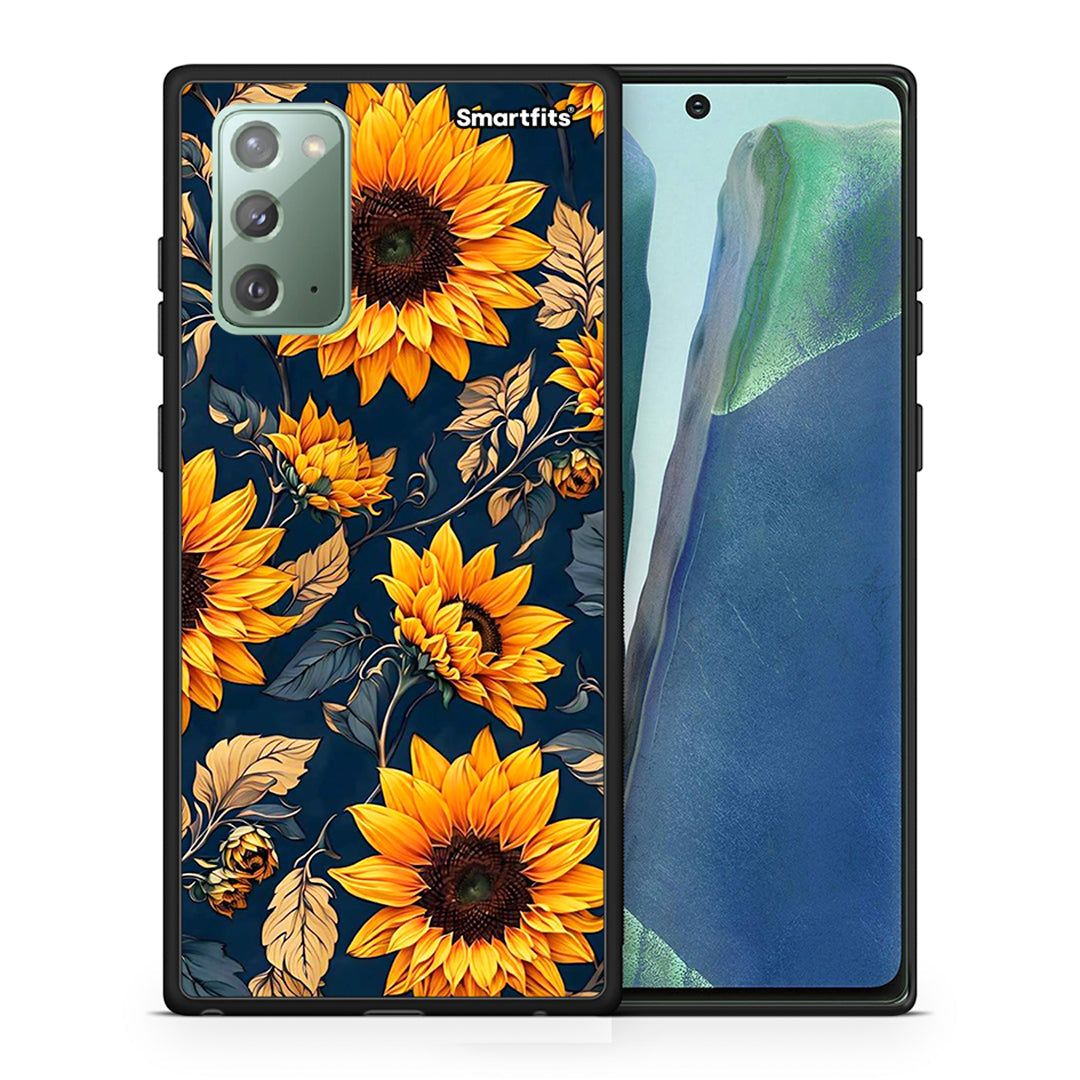 Θήκη Samsung Note 20 Autumn Sunflowers από τη Smartfits με σχέδιο στο πίσω μέρος και μαύρο περίβλημα | Samsung Note 20 Autumn Sunflowers case with colorful back and black bezels