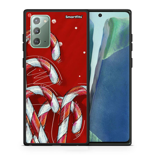 Θήκη Samsung Note 20 Candy Cane από τη Smartfits με σχέδιο στο πίσω μέρος και μαύρο περίβλημα | Samsung Note 20 Candy Cane case with colorful back and black bezels