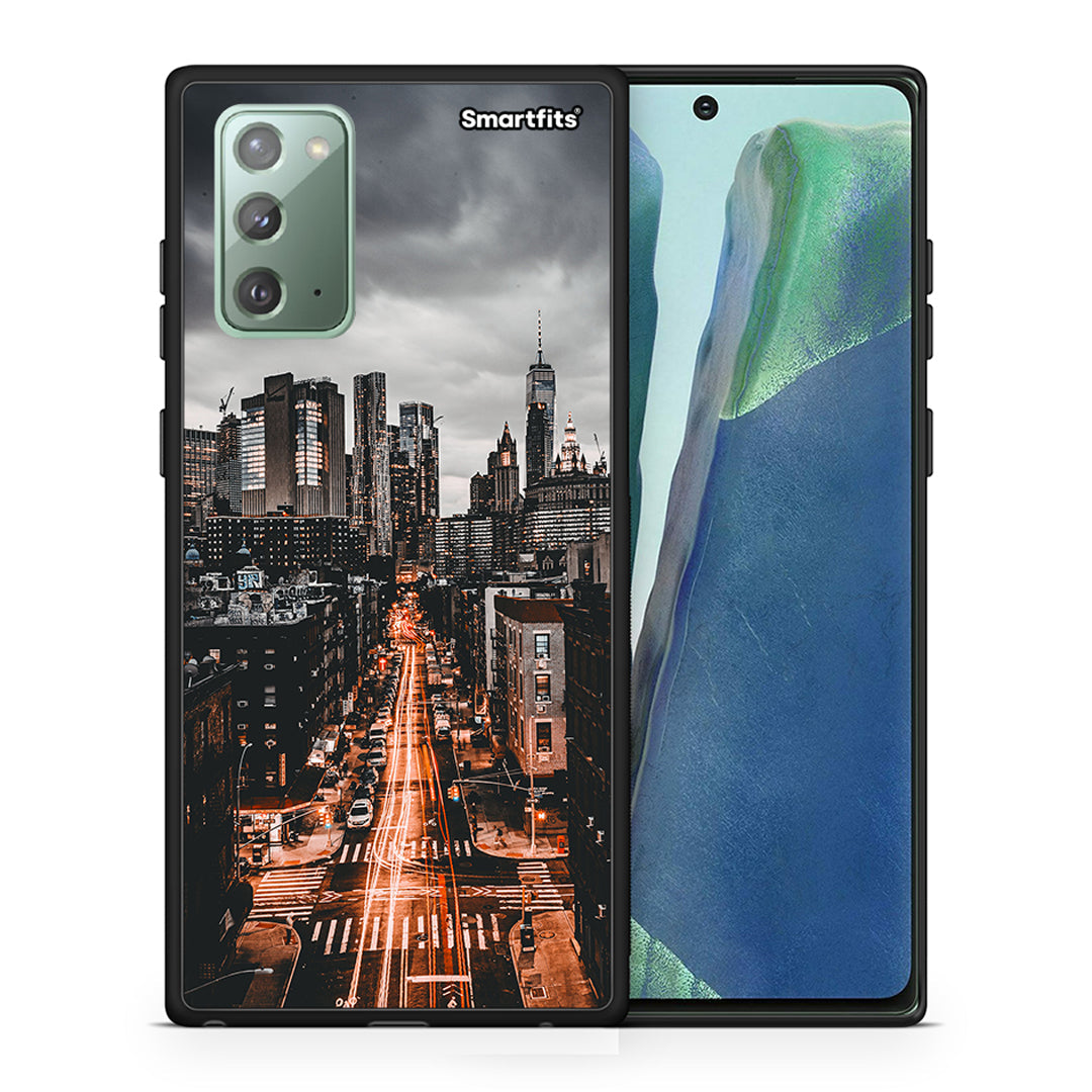 Θήκη Samsung Note 20 City Lights από τη Smartfits με σχέδιο στο πίσω μέρος και μαύρο περίβλημα | Samsung Note 20 City Lights case with colorful back and black bezels