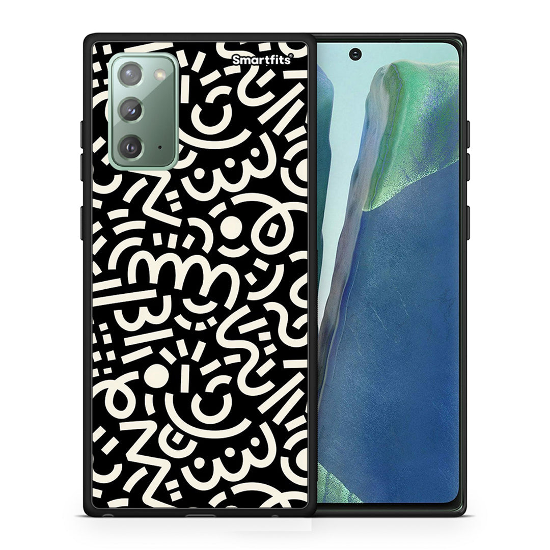 Θήκη Samsung Note 20 Doodle Art από τη Smartfits με σχέδιο στο πίσω μέρος και μαύρο περίβλημα | Samsung Note 20 Doodle Art case with colorful back and black bezels