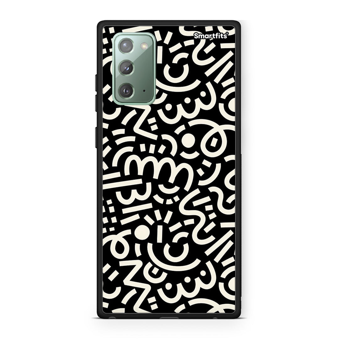 Samsung Note 20 Doodle Art Θήκη από τη Smartfits με σχέδιο στο πίσω μέρος και μαύρο περίβλημα | Smartphone case with colorful back and black bezels by Smartfits