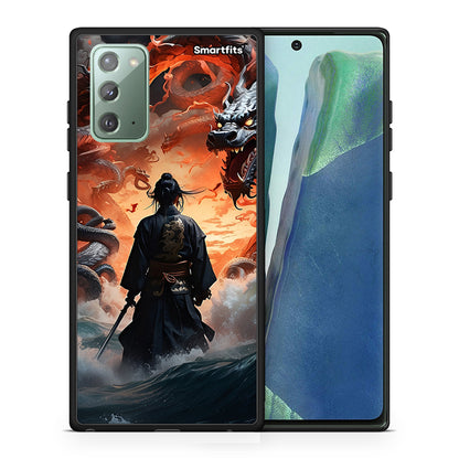 Θήκη Samsung Note 20 Dragons Fight από τη Smartfits με σχέδιο στο πίσω μέρος και μαύρο περίβλημα | Samsung Note 20 Dragons Fight case with colorful back and black bezels