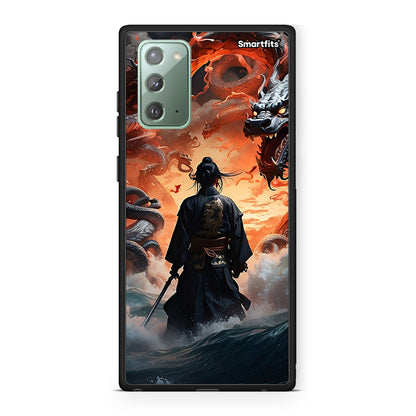 Samsung Note 20 Dragons Fight θήκη από τη Smartfits με σχέδιο στο πίσω μέρος και μαύρο περίβλημα | Smartphone case with colorful back and black bezels by Smartfits