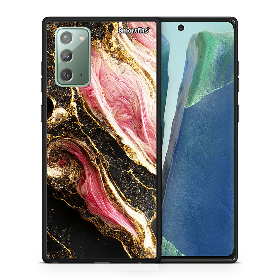 Θήκη Samsung Note 20 Glamorous Pink Marble από τη Smartfits με σχέδιο στο πίσω μέρος και μαύρο περίβλημα | Samsung Note 20 Glamorous Pink Marble case with colorful back and black bezels
