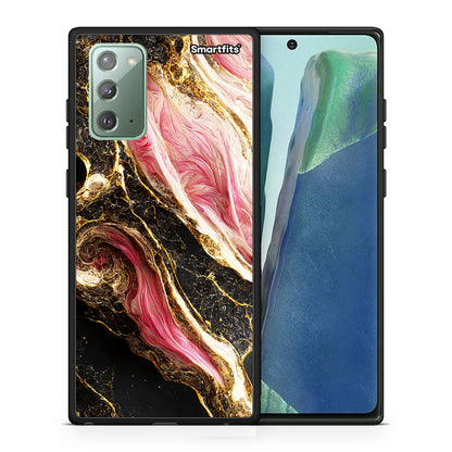 Θήκη Samsung Note 20 Glamorous Pink Marble από τη Smartfits με σχέδιο στο πίσω μέρος και μαύρο περίβλημα | Samsung Note 20 Glamorous Pink Marble case with colorful back and black bezels