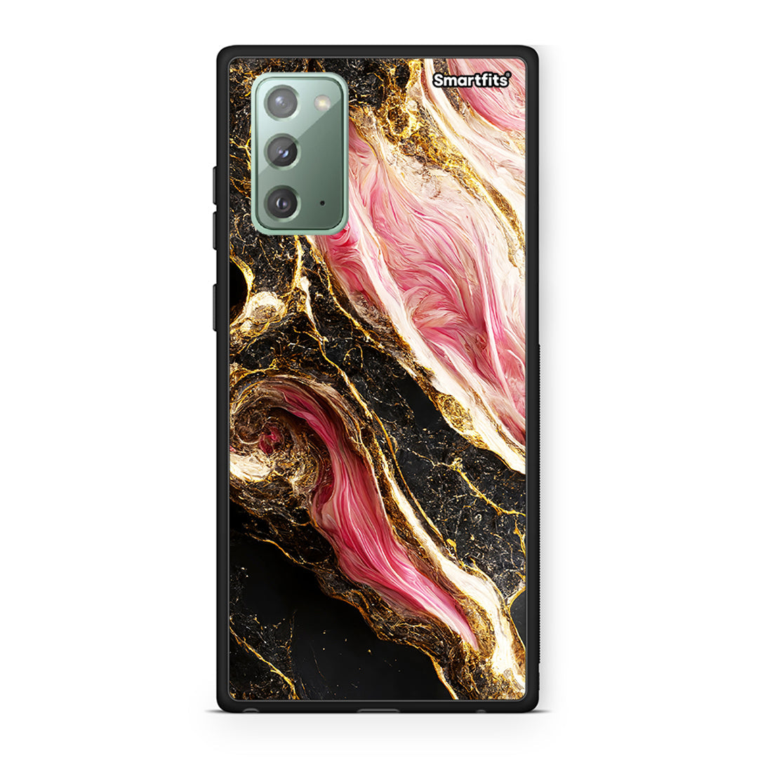 Samsung Note 20 Glamorous Pink Marble θήκη από τη Smartfits με σχέδιο στο πίσω μέρος και μαύρο περίβλημα | Smartphone case with colorful back and black bezels by Smartfits