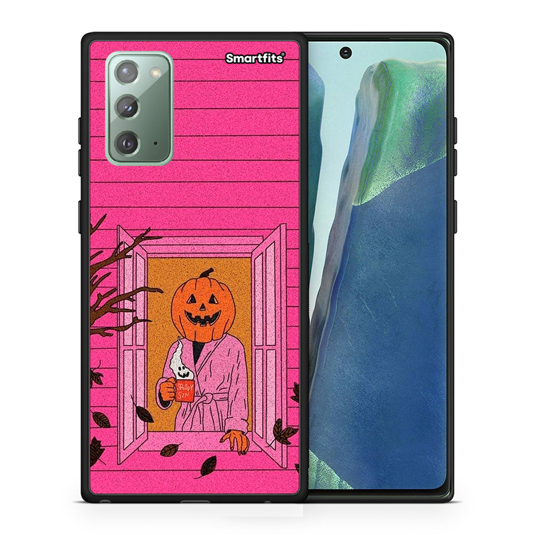 Θήκη Samsung Note 20 Halloween Pumpkin Lady από τη Smartfits με σχέδιο στο πίσω μέρος και μαύρο περίβλημα | Samsung Note 20 Halloween Pumpkin Lady case with colorful back and black bezels
