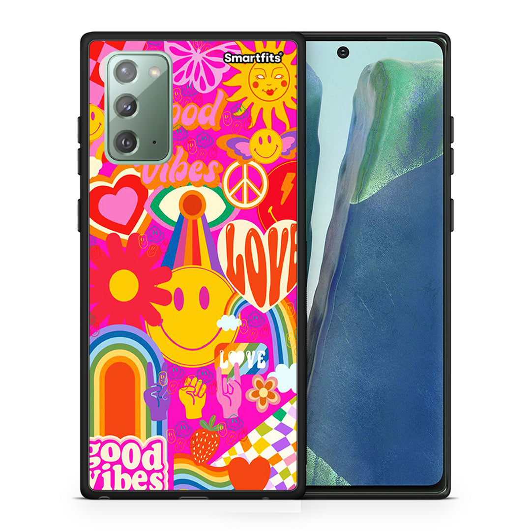 Θήκη Samsung Note 20 Hippie Love από τη Smartfits με σχέδιο στο πίσω μέρος και μαύρο περίβλημα | Samsung Note 20 Hippie Love case with colorful back and black bezels