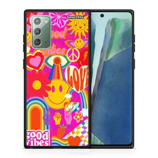 Θήκη Samsung Note 20 Hippie Love από τη Smartfits με σχέδιο στο πίσω μέρος και μαύρο περίβλημα | Samsung Note 20 Hippie Love case with colorful back and black bezels