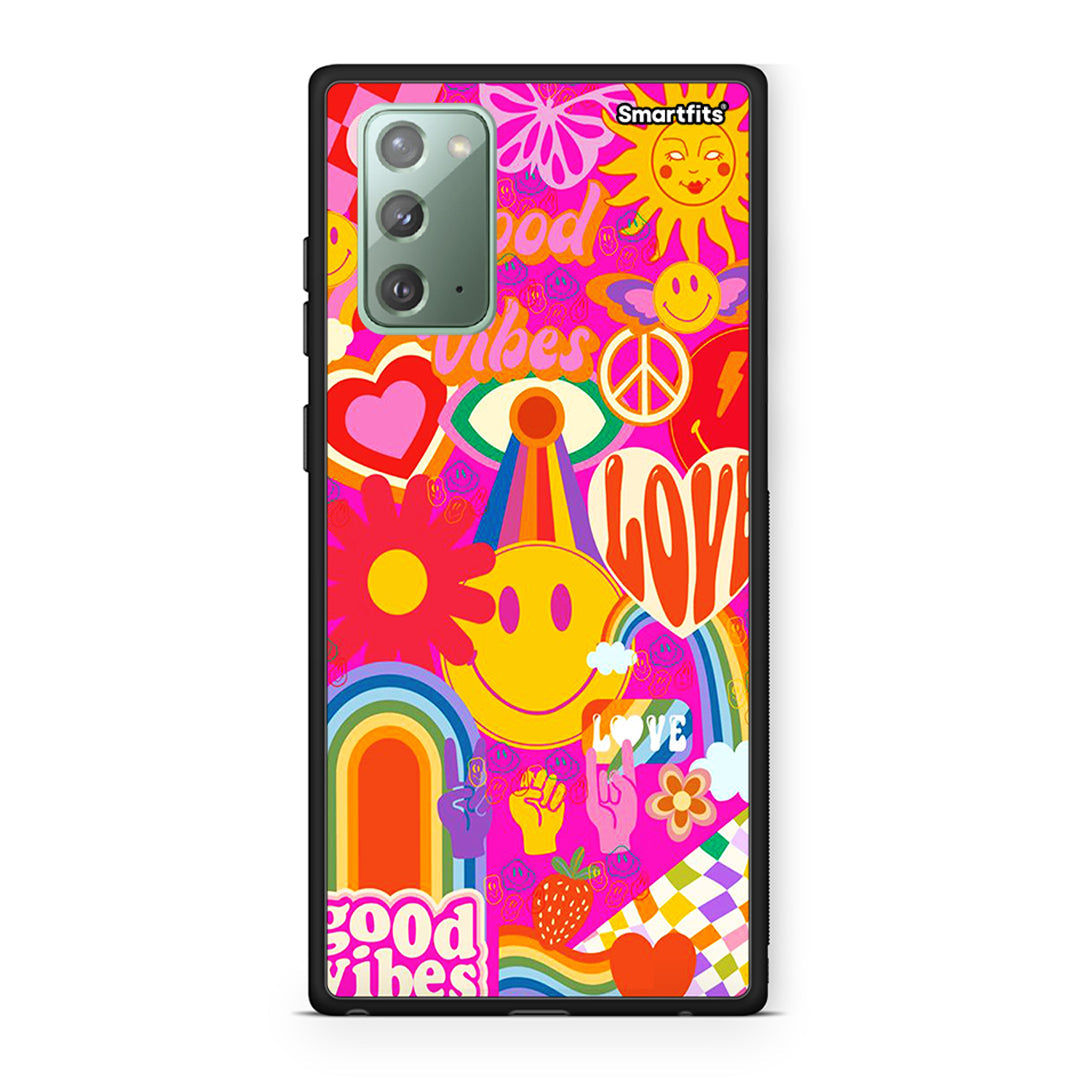 Samsung Note 20 Hippie Love θήκη από τη Smartfits με σχέδιο στο πίσω μέρος και μαύρο περίβλημα | Smartphone case with colorful back and black bezels by Smartfits