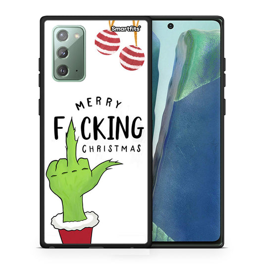 Θήκη Samsung Note 20 Merry F Xmas από τη Smartfits με σχέδιο στο πίσω μέρος και μαύρο περίβλημα | Samsung Note 20 Merry F Xmas case with colorful back and black bezels