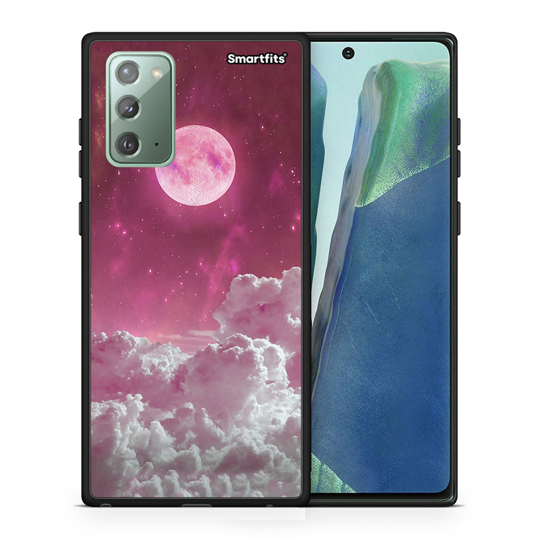 Θήκη Samsung Note 20 Pink Moon από τη Smartfits με σχέδιο στο πίσω μέρος και μαύρο περίβλημα | Samsung Note 20 Pink Moon case with colorful back and black bezels