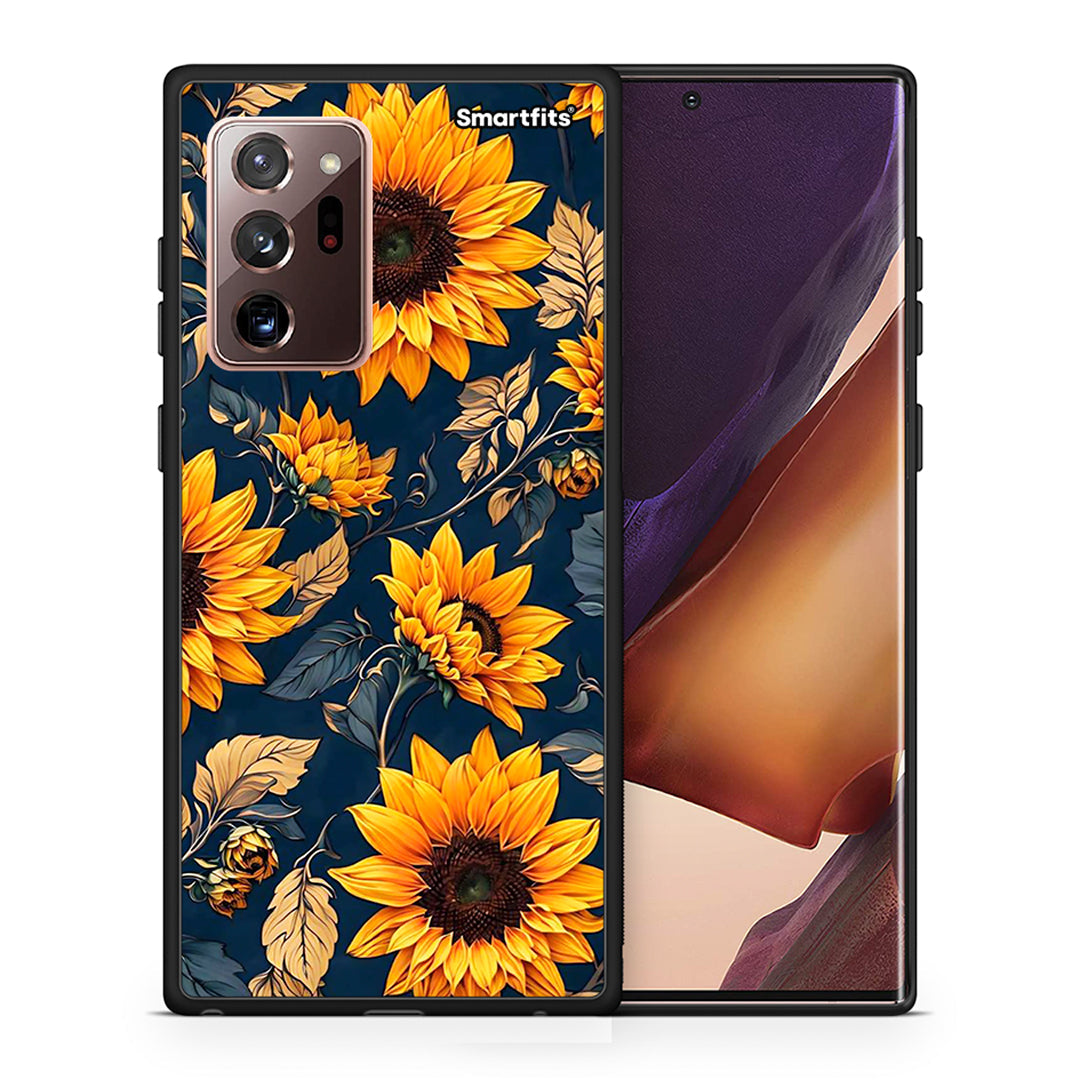 Θήκη Samsung Note 20 Ultra Autumn Sunflowers από τη Smartfits με σχέδιο στο πίσω μέρος και μαύρο περίβλημα | Samsung Note 20 Ultra Autumn Sunflowers case with colorful back and black bezels