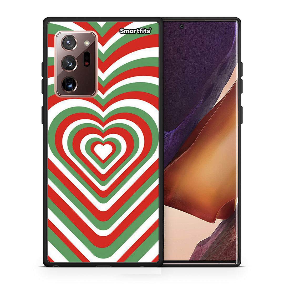 Θήκη Samsung Note 20 Ultra Christmas Hearts από τη Smartfits με σχέδιο στο πίσω μέρος και μαύρο περίβλημα | Samsung Note 20 Ultra Christmas Hearts case with colorful back and black bezels