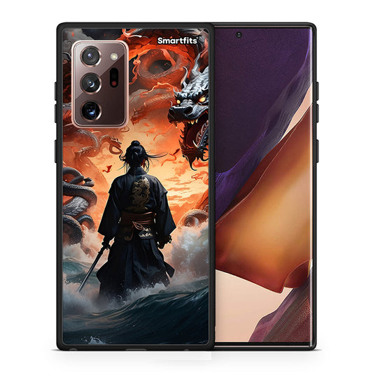 Θήκη Samsung Note 20 Ultra Dragons Fight από τη Smartfits με σχέδιο στο πίσω μέρος και μαύρο περίβλημα | Samsung Note 20 Ultra Dragons Fight case with colorful back and black bezels